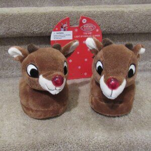 Kids Light Up Rudolph Slippers M 13-1 New
